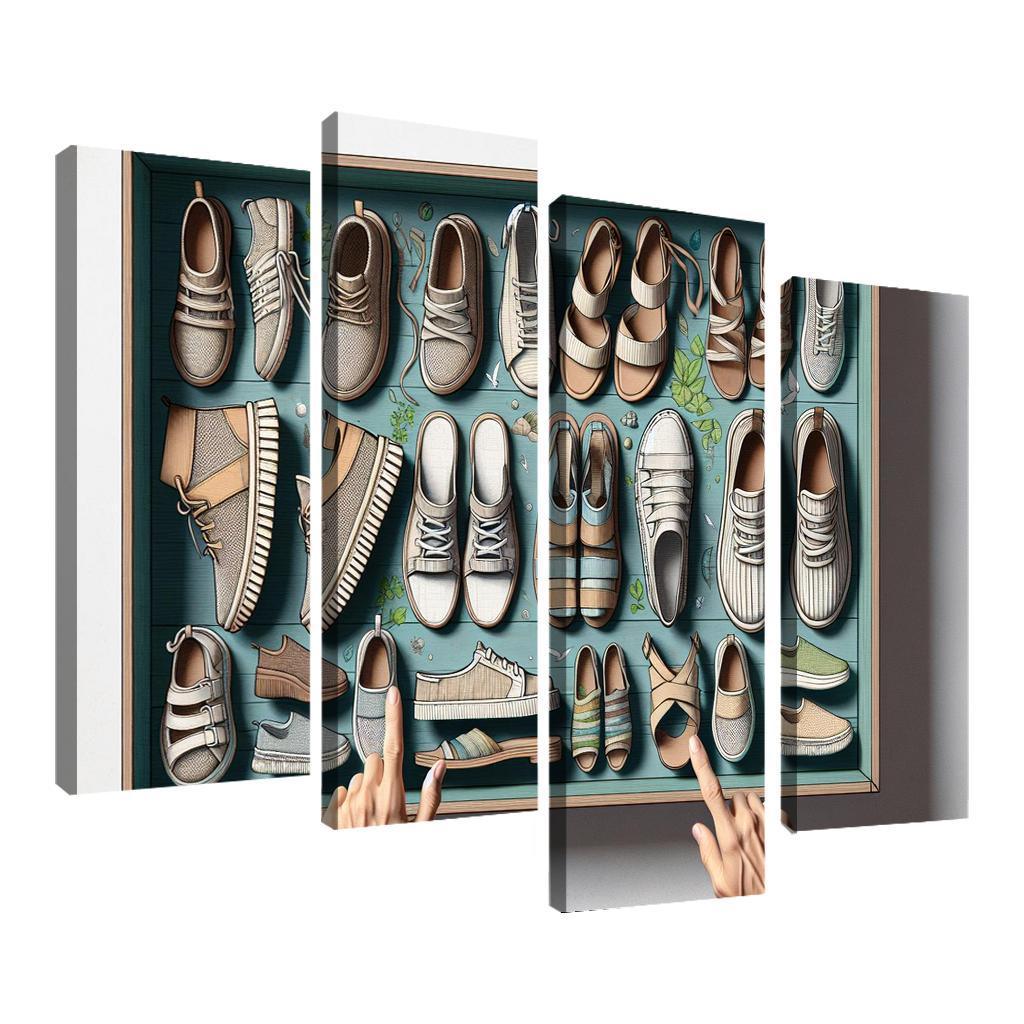 Sustainable Footwear Eco-Conscious Styles 4 Piece HD Canvas Wall Art-Original Frame