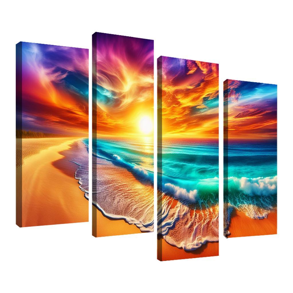 Golden Horizon Beach Modern Paintings Frame