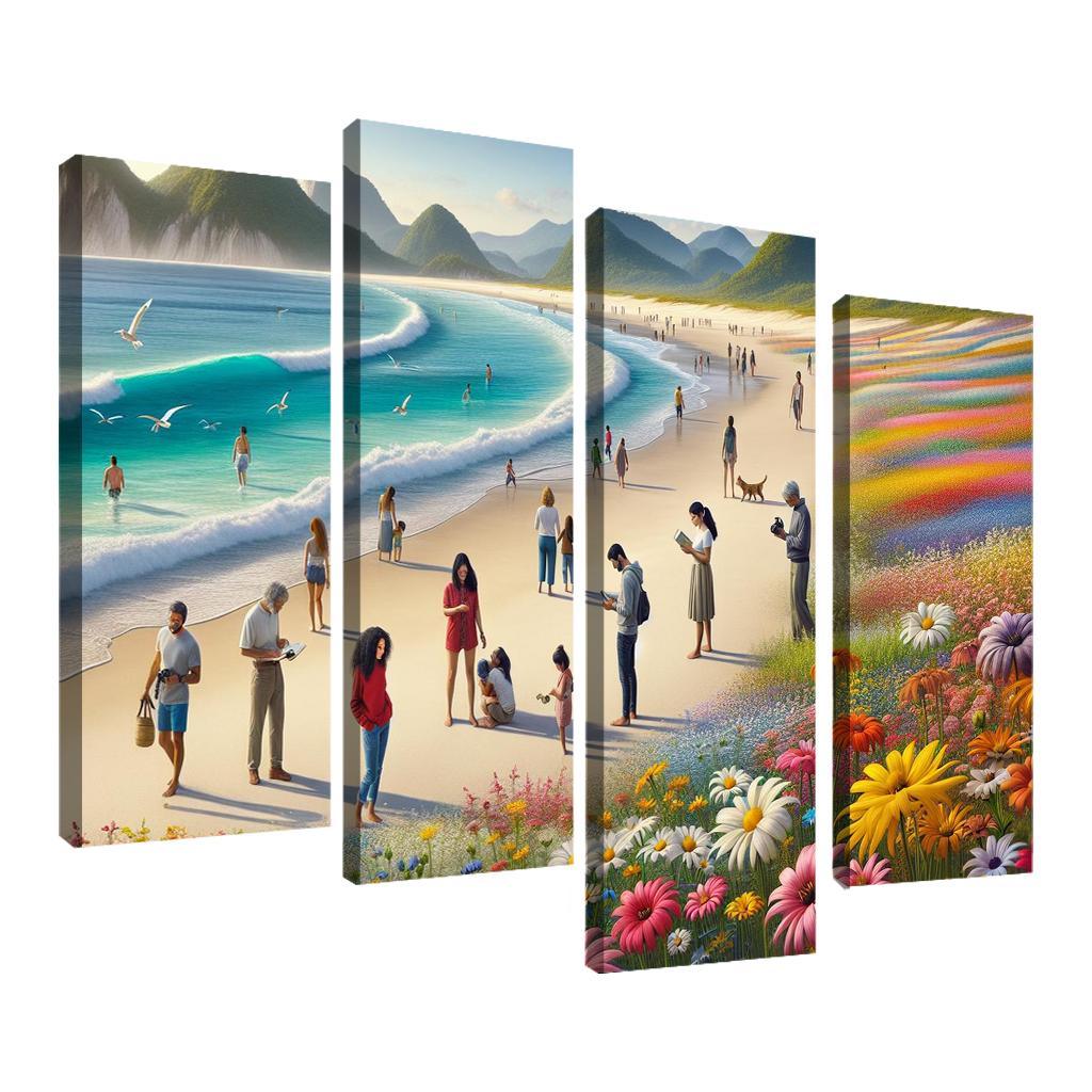 Wildflower Bay Nature's Blooming Beach Canvas Paintings Frame