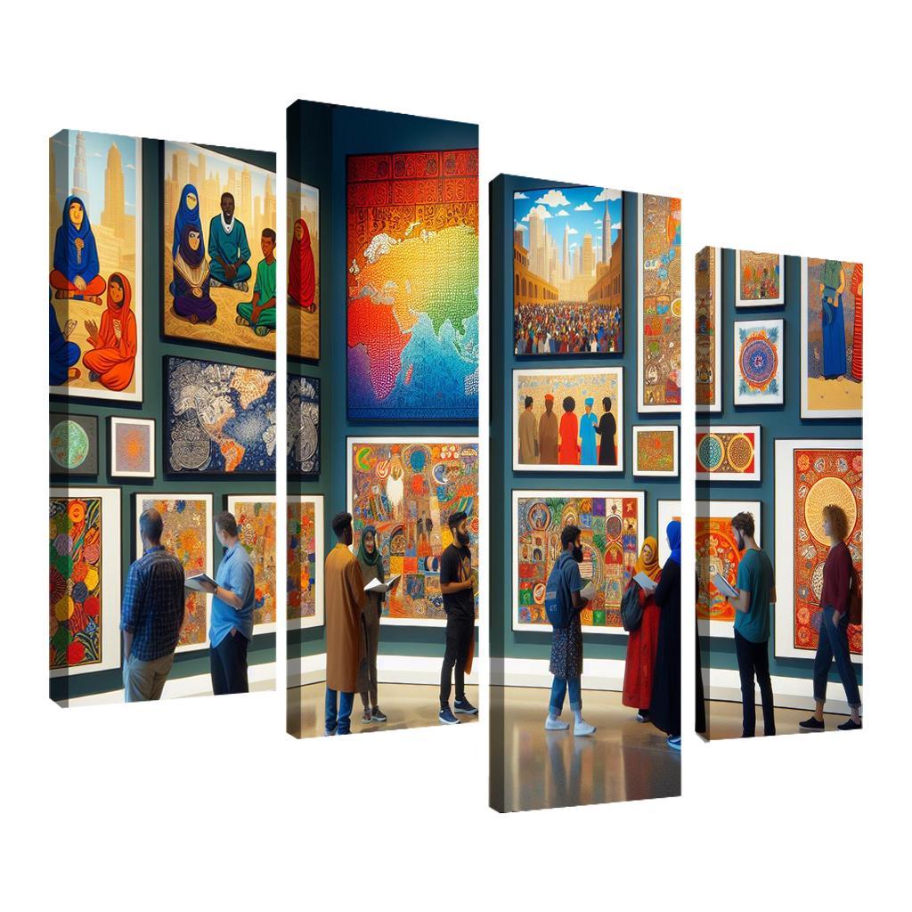 Bridging Cultures Artistic Exploration Of Global Heritage Multi-panel Paintings