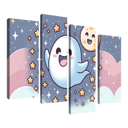Giggly Ghost 4 Piece HD Canvas Wall Art-Original Frame