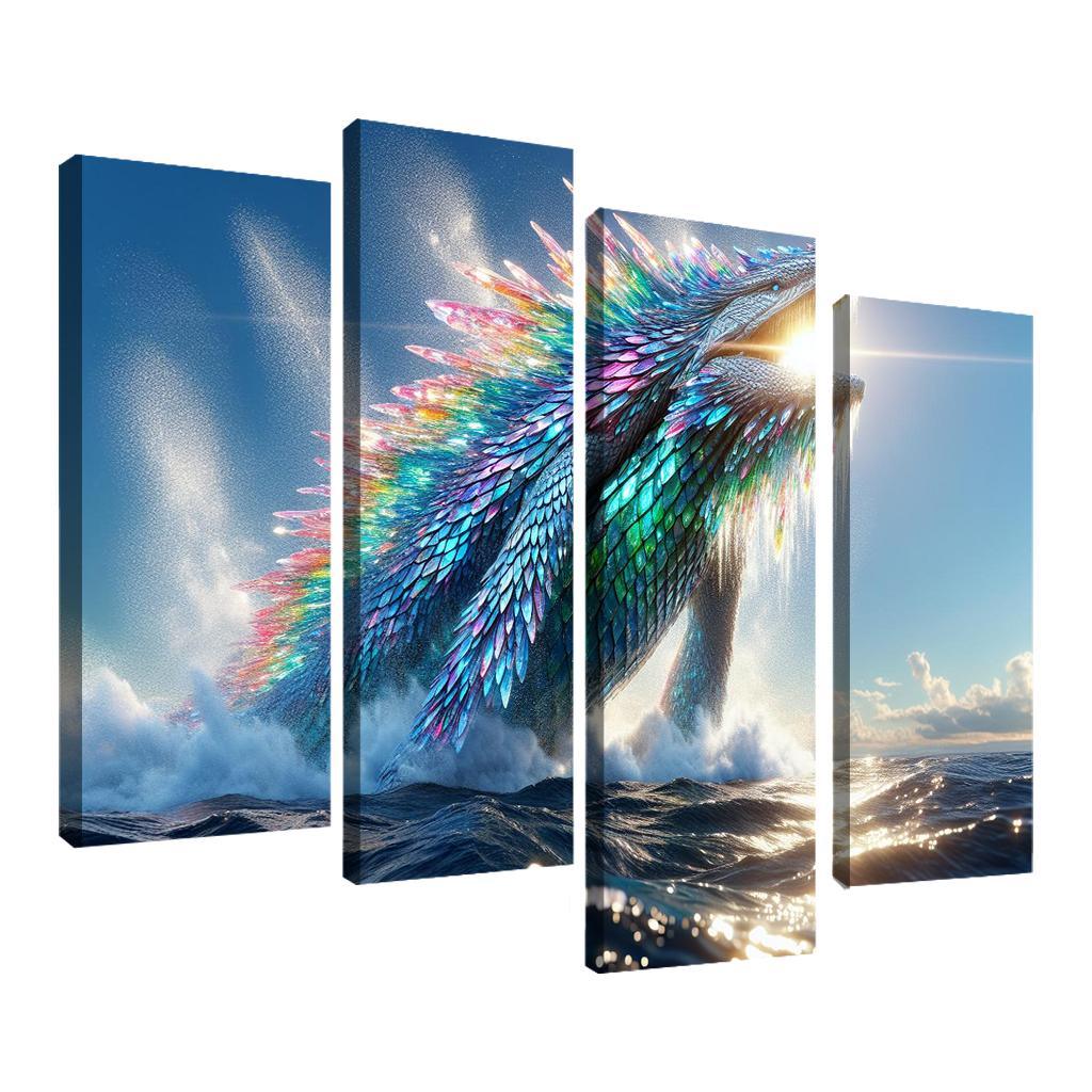 The Crystal Leviathan 4 Piece HD Canvas Wall Art-Original Frame