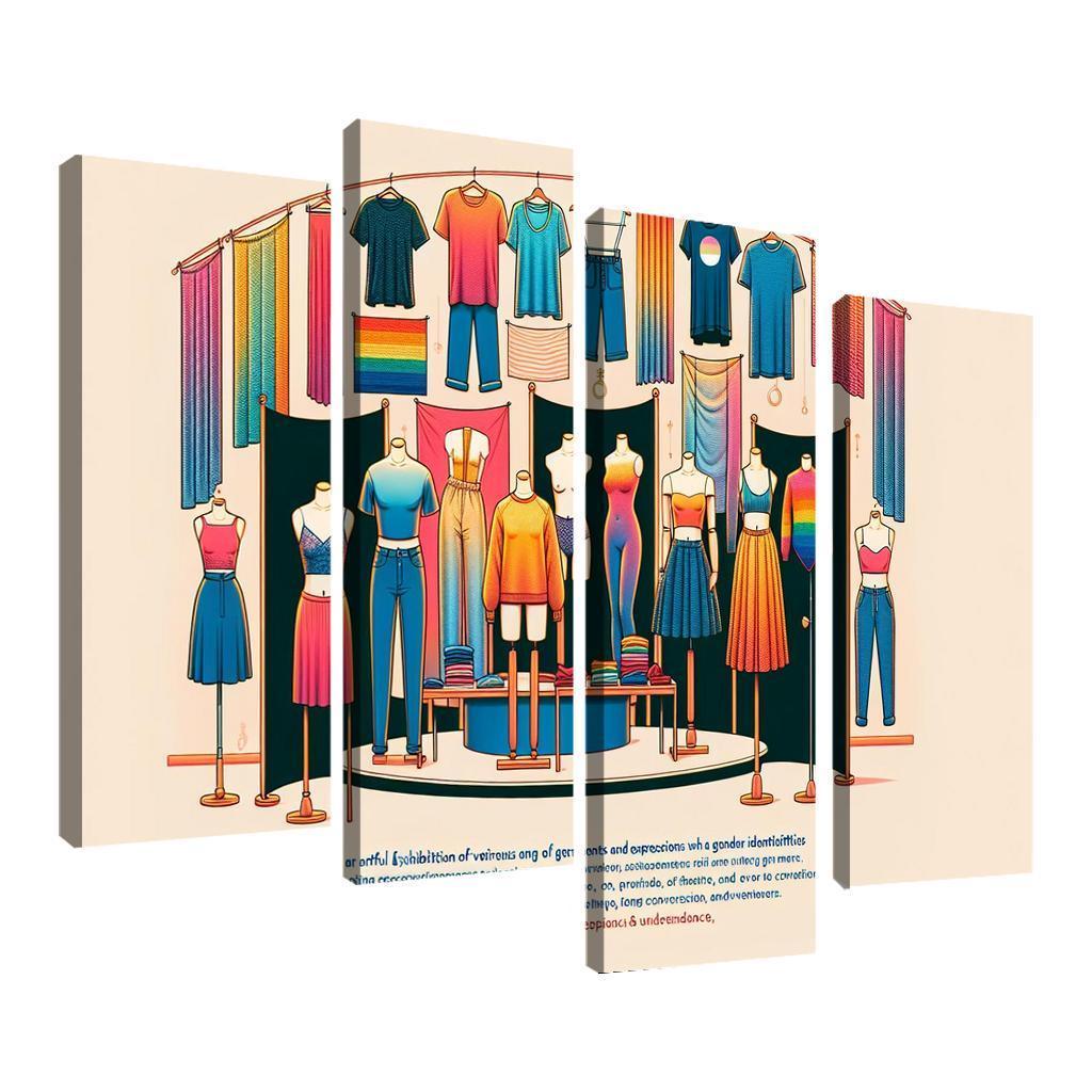 Threads of Identity Navigating Gender and Expression 4 Piece HD Canvas Wall Art-Original Frame