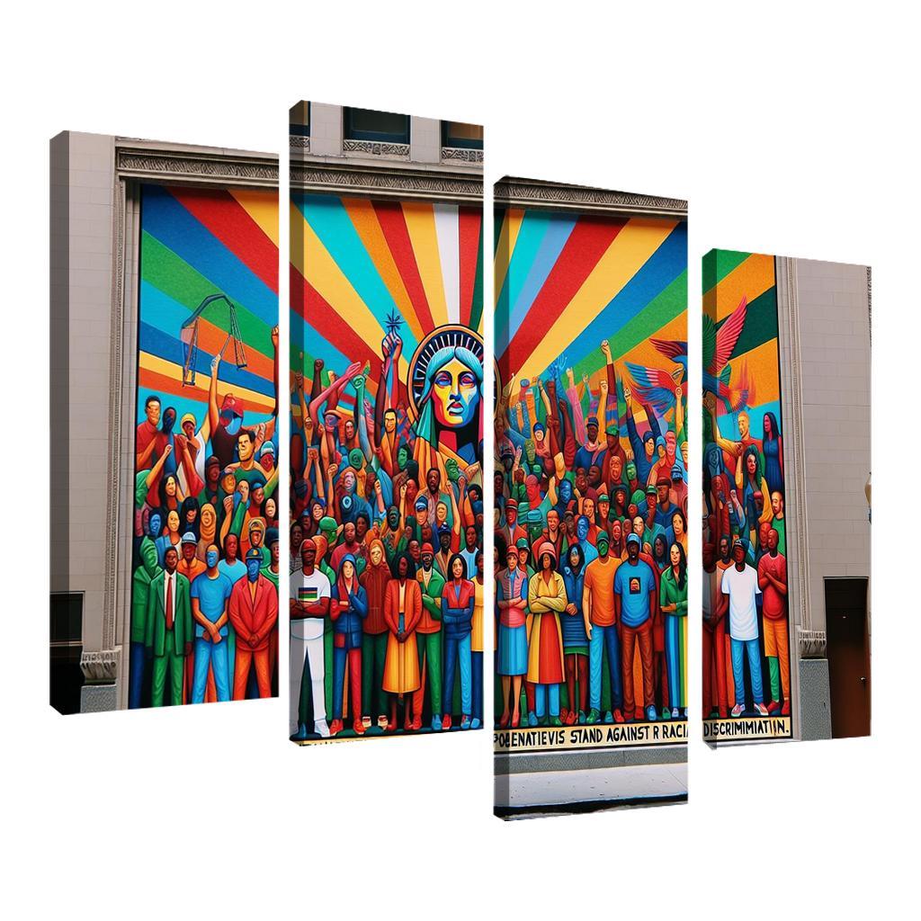 Voices in Color Art for Racial Justice 4 Piece HD Canvas Wall Art-Original Frame