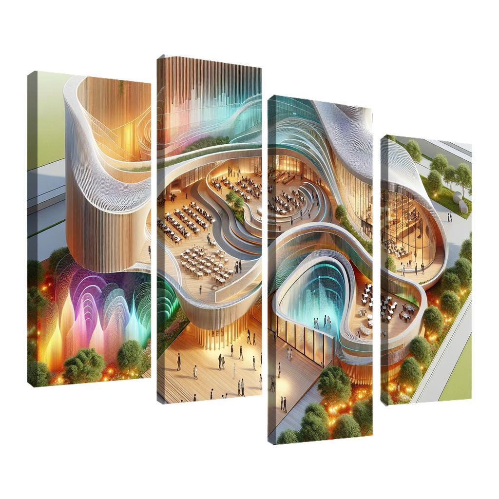 Harmonic Sound Structures 4 Piece HD Canvas Wall Art-Original Frame