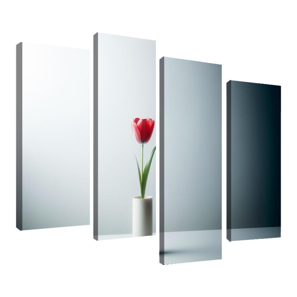 Botanical Minimalism A Single Stem Elegance 4 Piece HD Canvas Wall Art-Original Frame