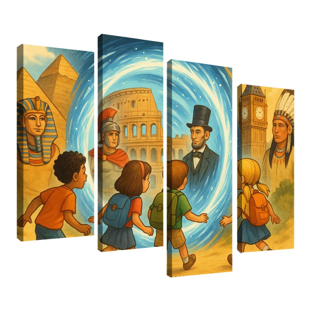 Time Travelers - History Adventure Framed Paintings
