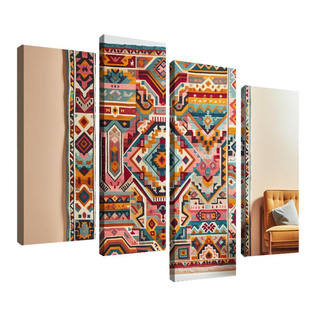 Bespoke Kilim Area Rug 4 Piece HD Canvas Wall Art-Original Frame