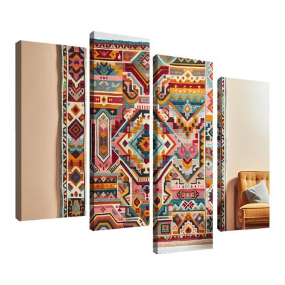 Bespoke Kilim Area Rug 4 Piece HD Canvas Wall Art-Original Frame