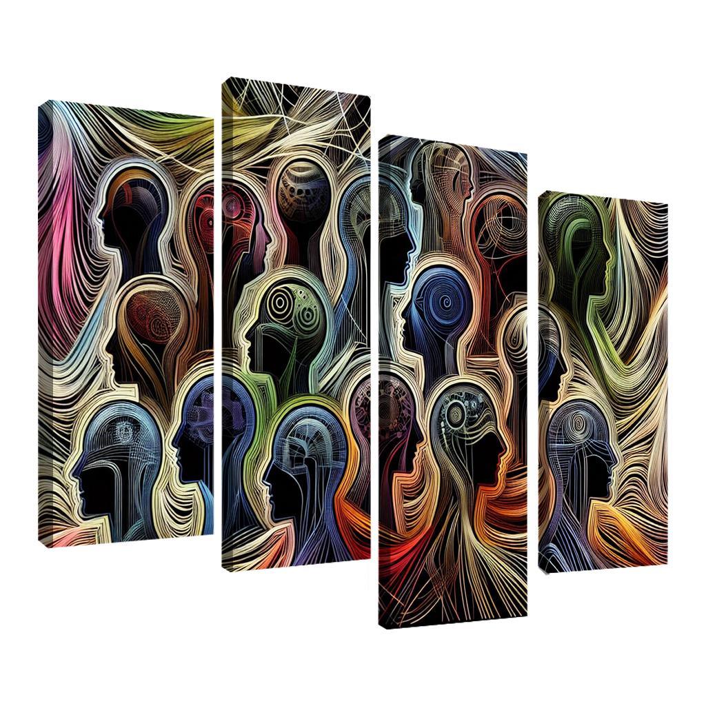 Threads of Resilience Art on Mental Health Awareness 4 Piece HD Canvas Wall Art-Original Frame