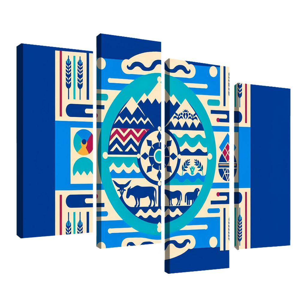 Cultural Resonance The Flag of the Navajo Nation 4 Piece HD Canvas Wall Art-Original Frame