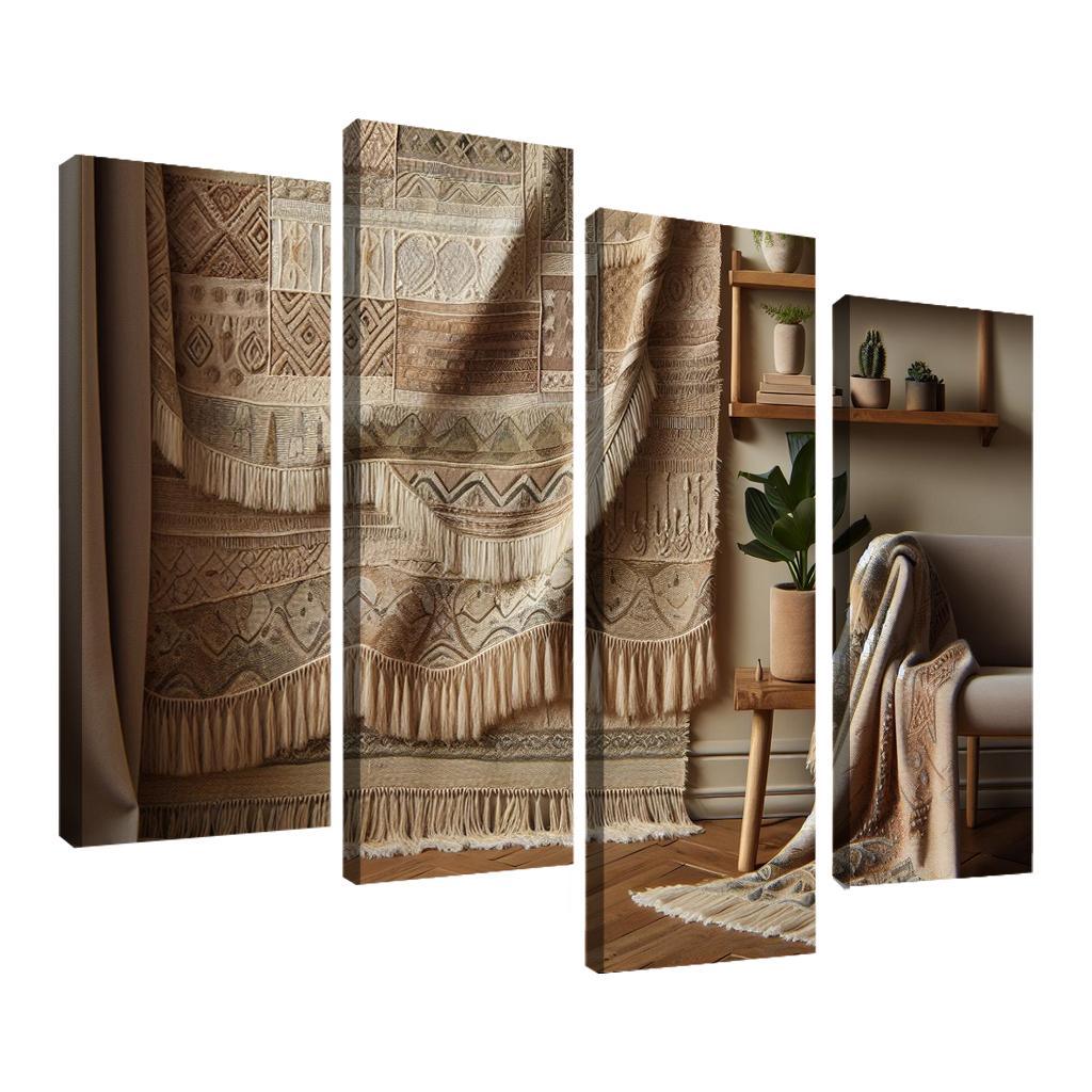Textured Fabric Wall Hanging 4 Piece HD Canvas Wall Art-Original Frame