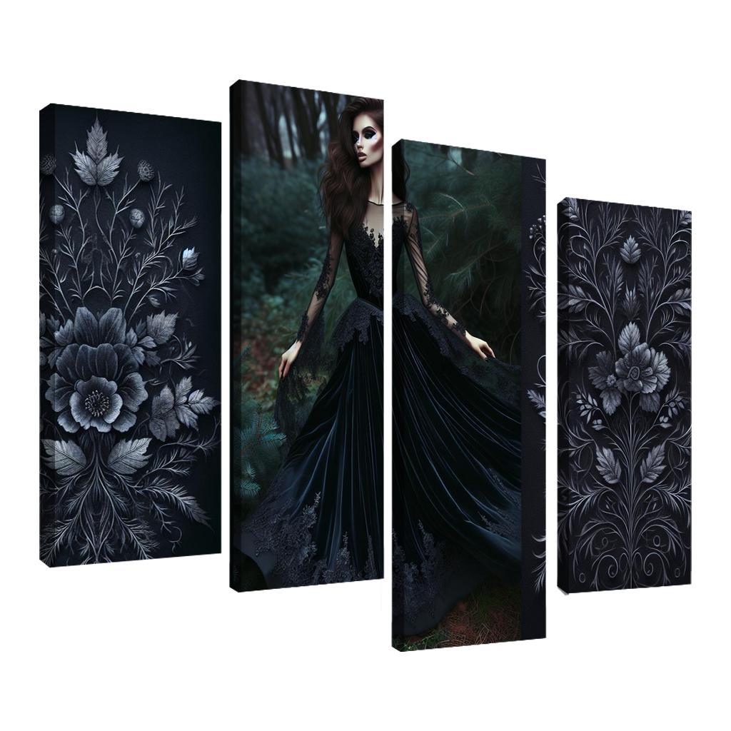 Gothic Romance Dark Elegance 4 Piece HD Canvas Wall Art-Original Frame
