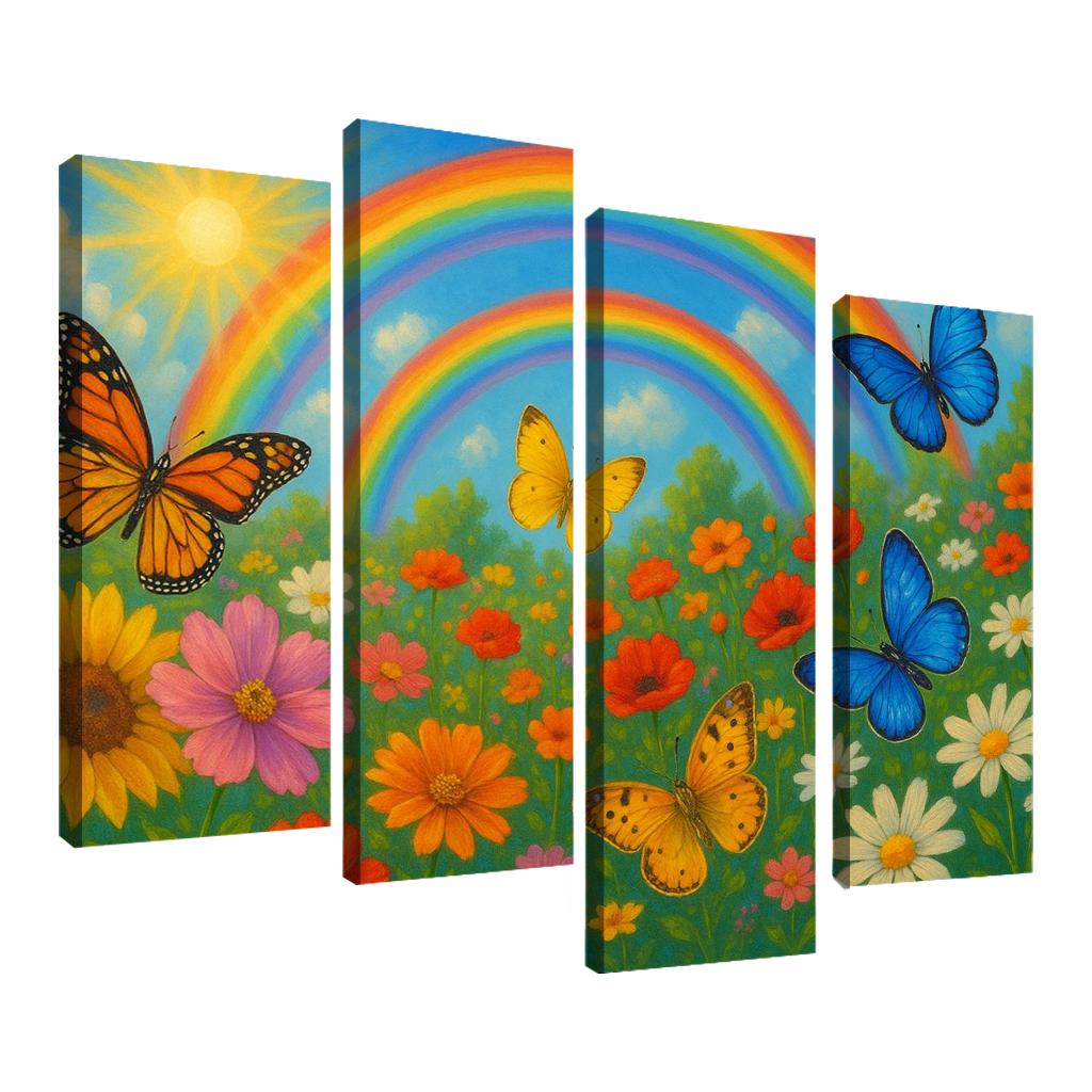 Rainbow Garden - Magical Nature Scene Framed Paintings