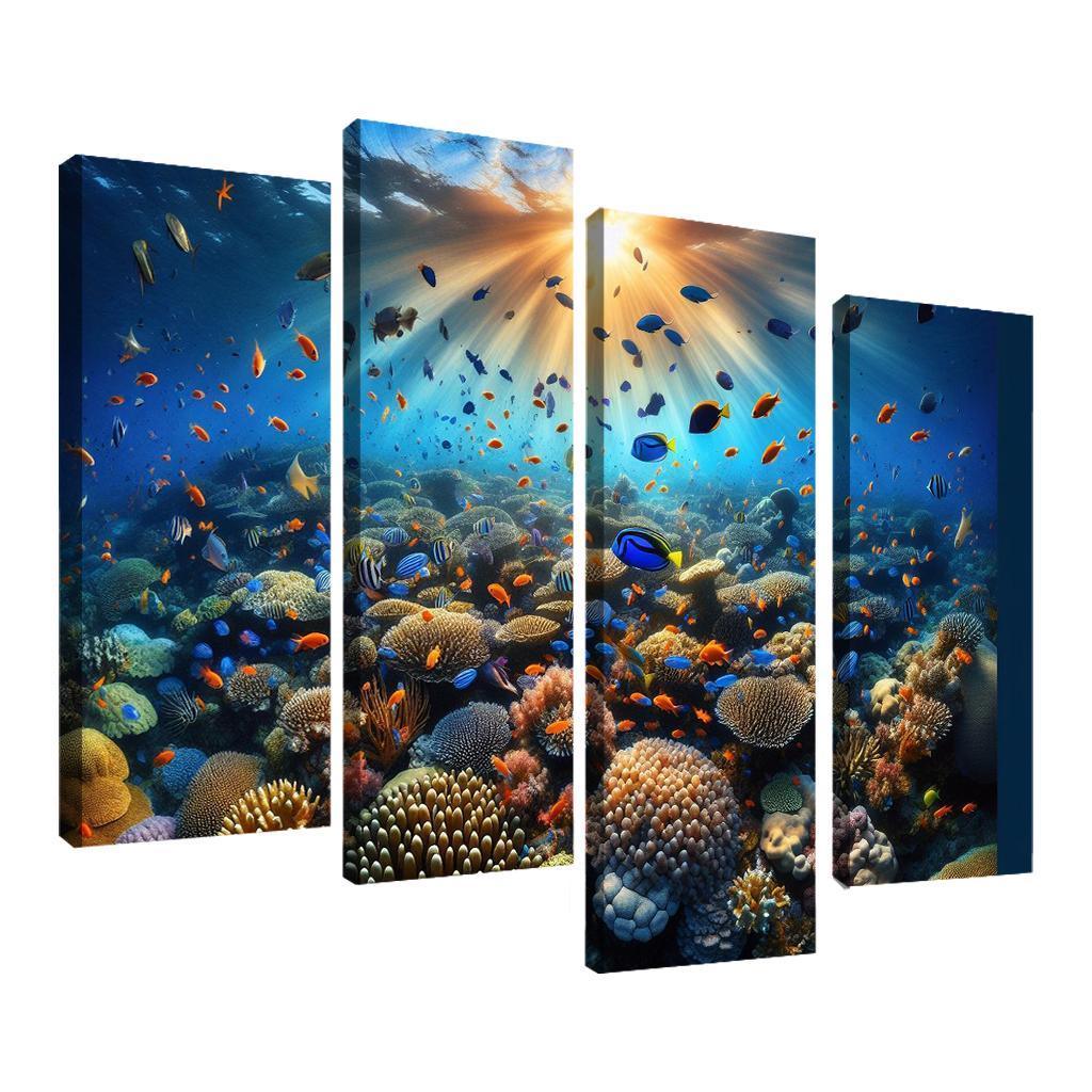 Sunset Reef Snorkel Under Vibrant Colors Custom Paintings Frame