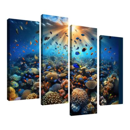 Sunset Reef Snorkel Under Vibrant Colors Custom Paintings Frame