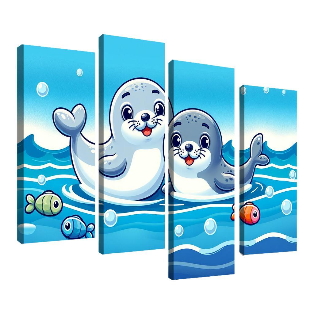 Silly Seals - Ocean Companions Framed Paintings