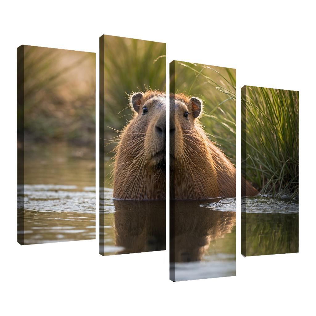 The Charming Capybara By A Waterhole Framed Paintings
