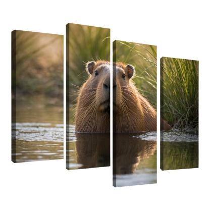 The Charming Capybara By A Waterhole Framed Paintings