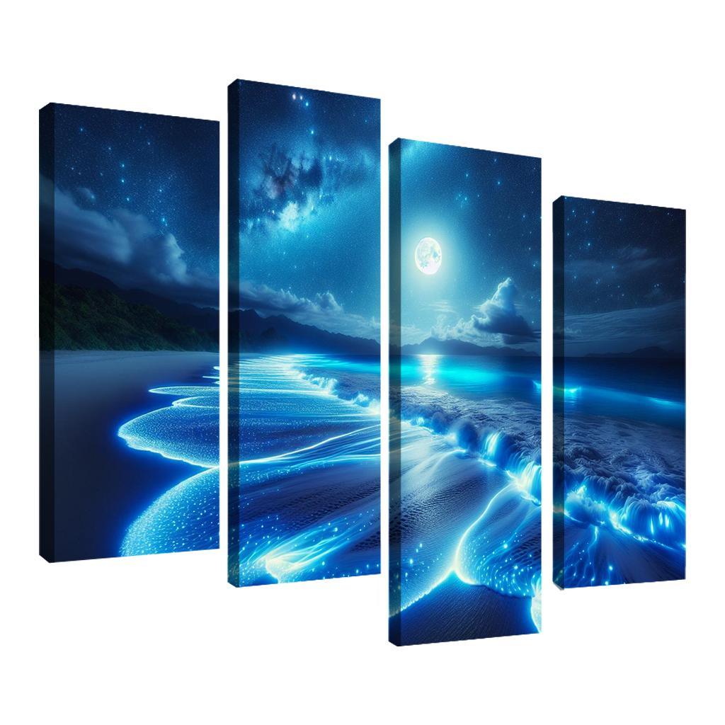 Mystic Moonlight Beach Modern Paintings Frame