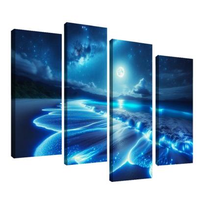 Mystic Moonlight Beach Modern Paintings Frame