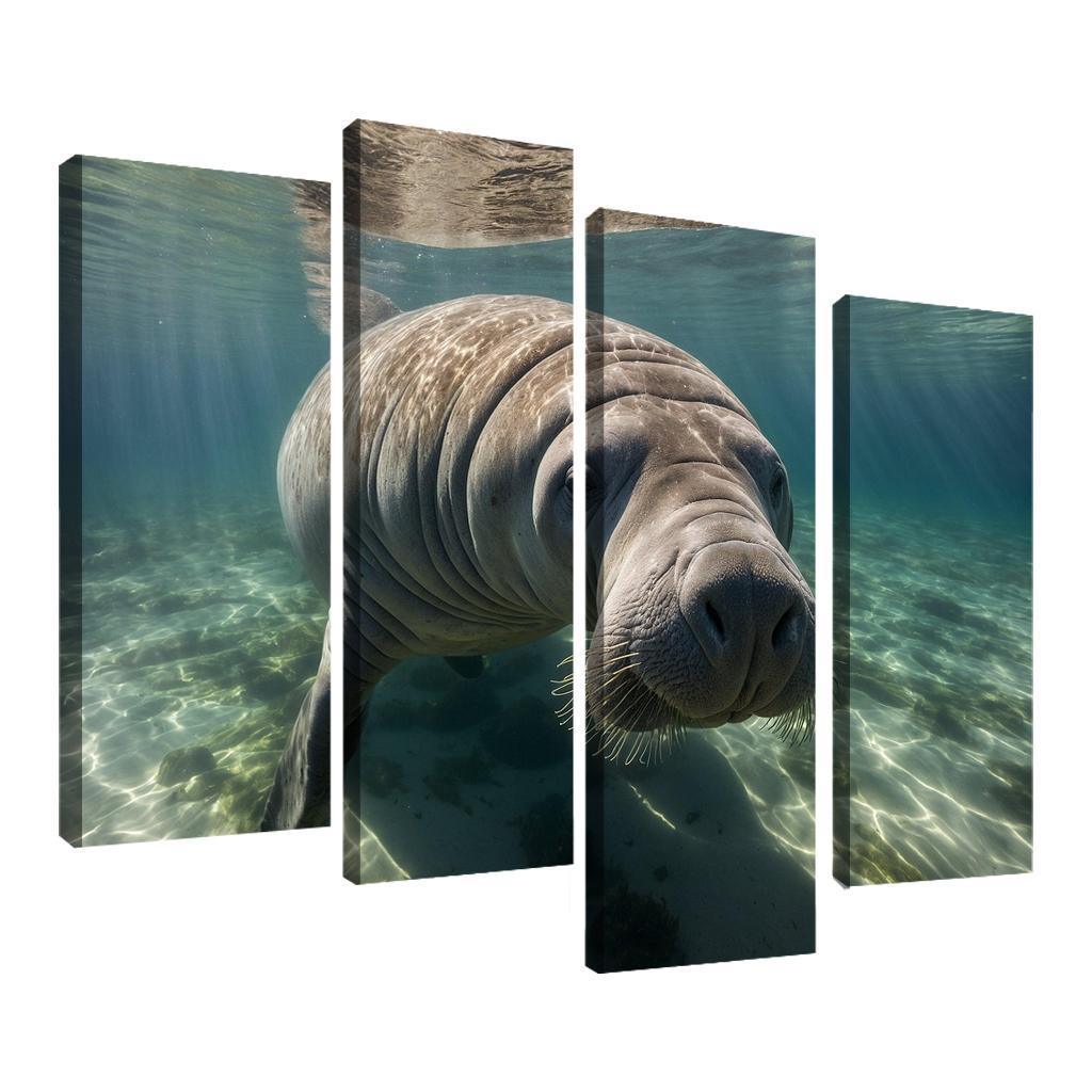 The Gentle Manatee In Calm Waters Framed Paintings