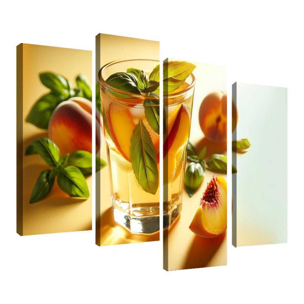 Peach Basil Infused Lemonade 4 Piece HD Canvas Wall Art-Original Frame