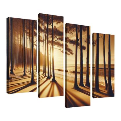 Whispering Pines Forest Meets Shore Abstract Paintings Frame