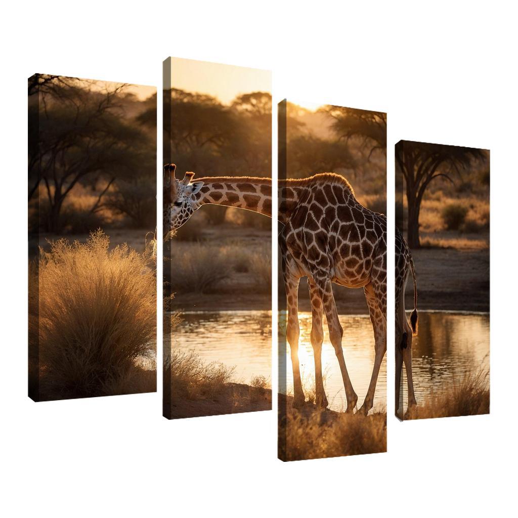 The Majestic Giraffe Towering Of The Savannah Canvas Paintings Frame