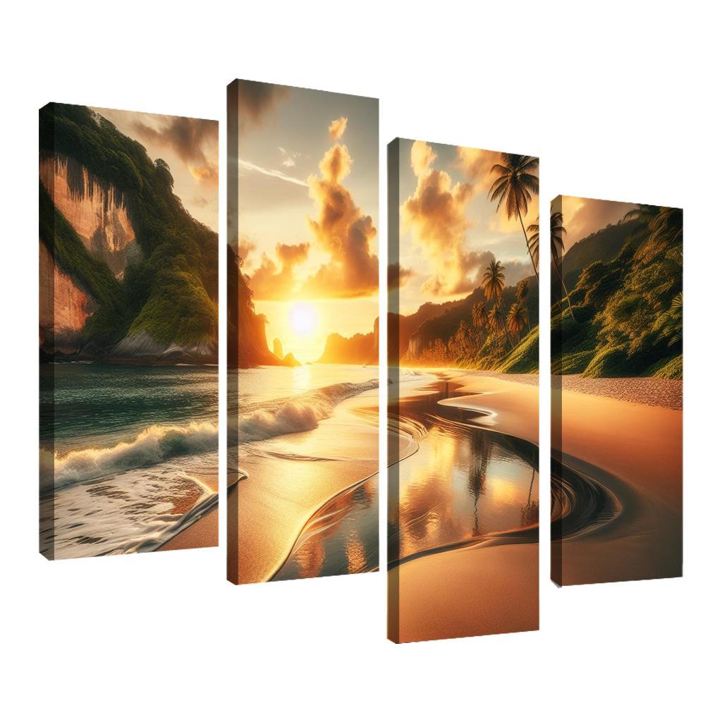 Crescent Moon Beach A Hidden Paradise Modern Paintings Frame