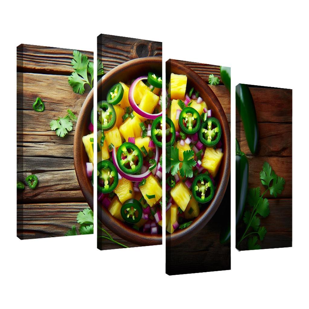Spicy Pineapple Salsa 4 Piece HD Canvas Wall Art-Original Frame
