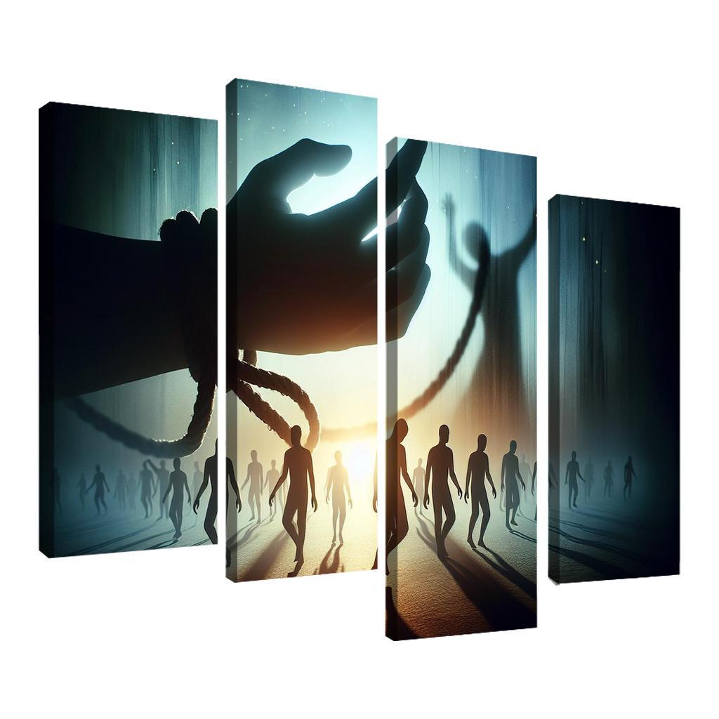 Invisible Threads Art on Human Trafficking Awareness 4 Piece HD Canvas Wall Art-Original Frame