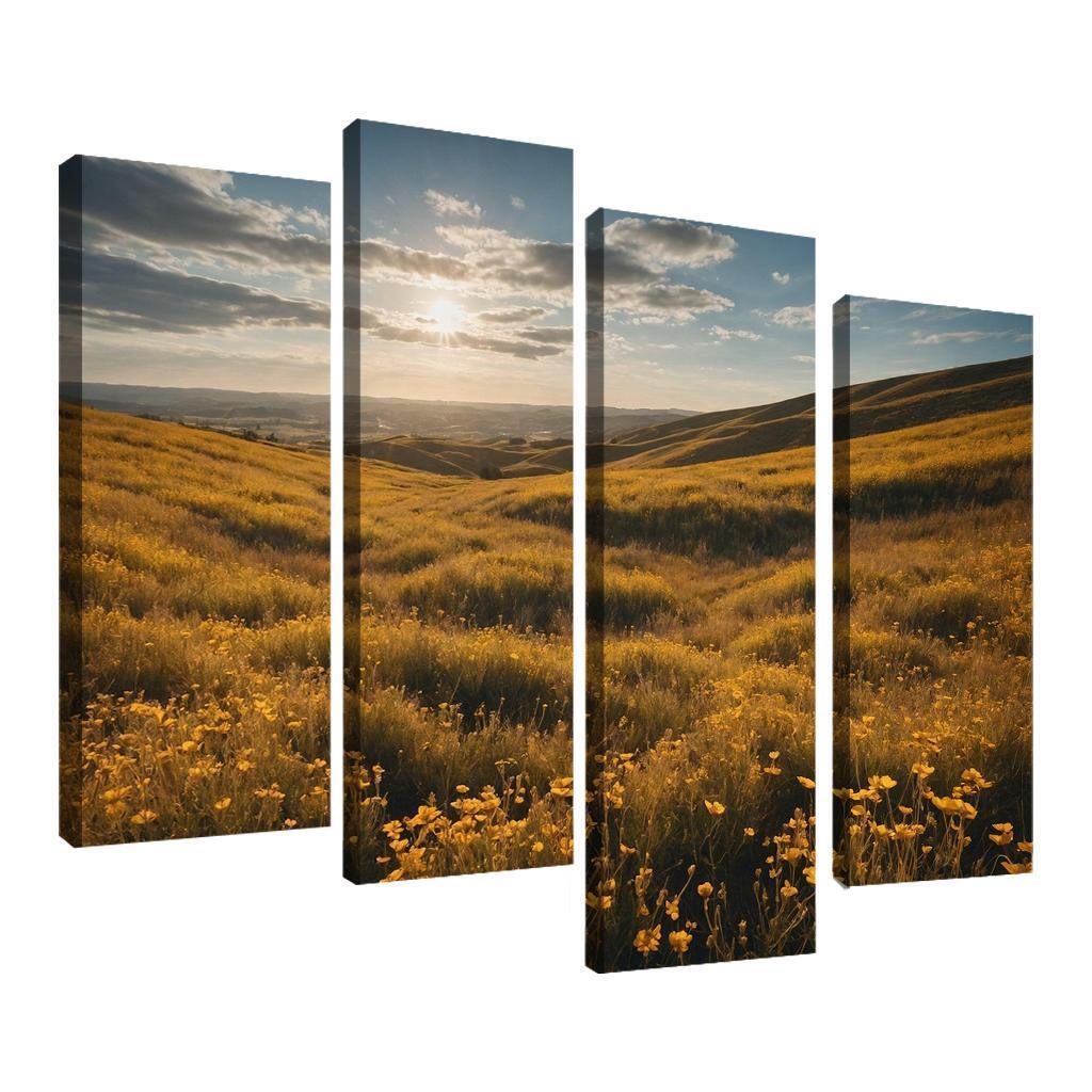 The Elysian Fields Of Golden Wildflowers Multi-panel Paintings