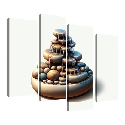 Cascading Waterfall Table Fountain 4 Piece HD Canvas Wall Art-Original Frame