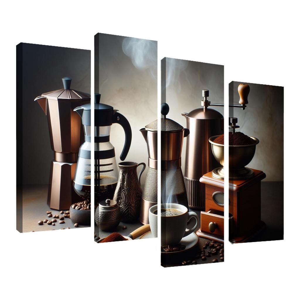 Home Brewed Coffee The Art of Crafting Perfection 4 Piece HD Canvas Wall Art-Original Frame