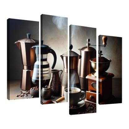 Home Brewed Coffee The Art of Crafting Perfection 4 Piece HD Canvas Wall Art-Original Frame