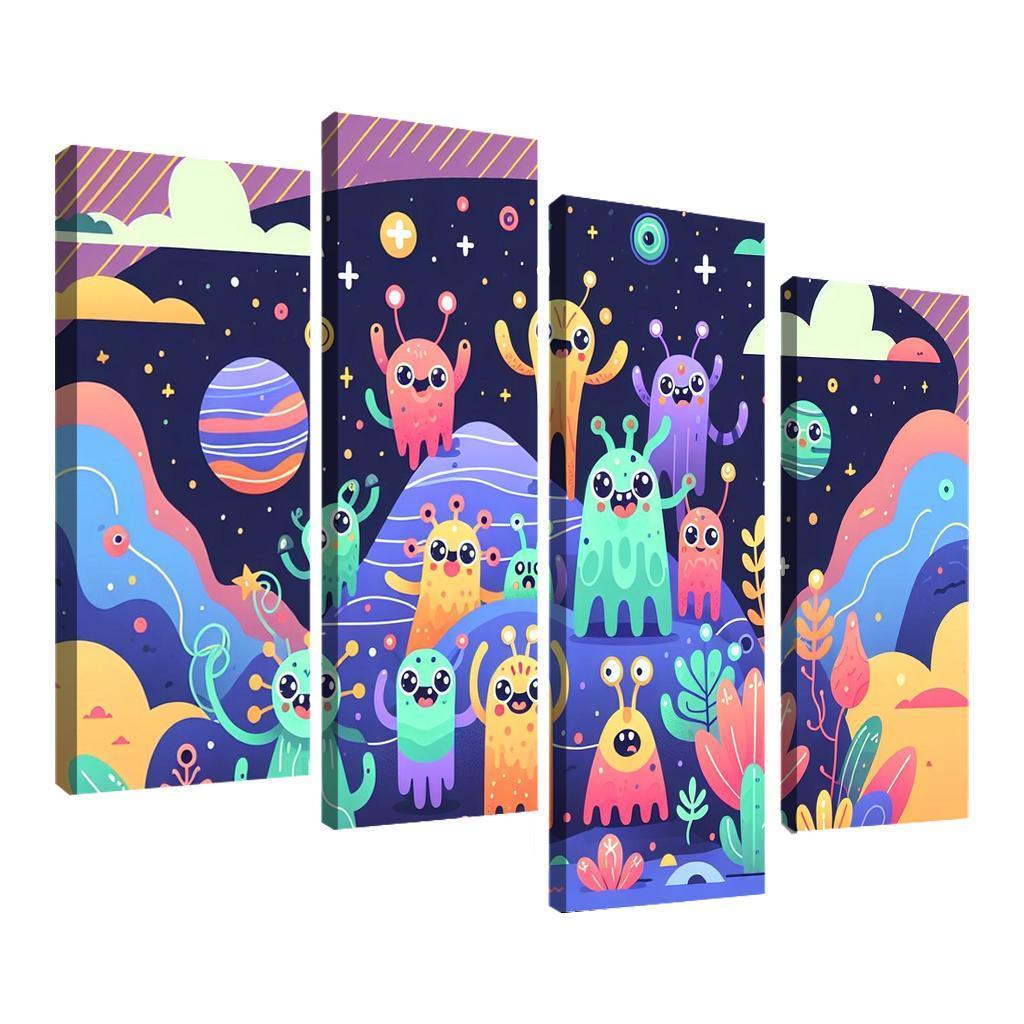 Adventure in Space 4 Piece HD Canvas Wall Art-Original Frame