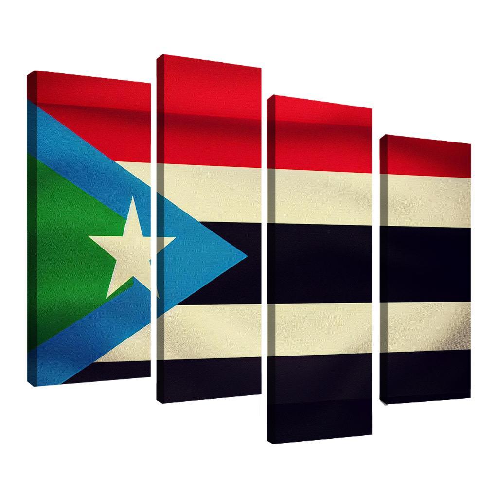 Spirit of Independence The Flag of South Sudan 4 Piece HD Canvas Wall Art-Original Frame