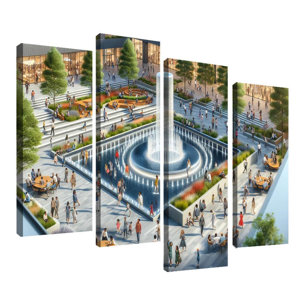 Dynamic Urban Water Features Custom Paintings Frame