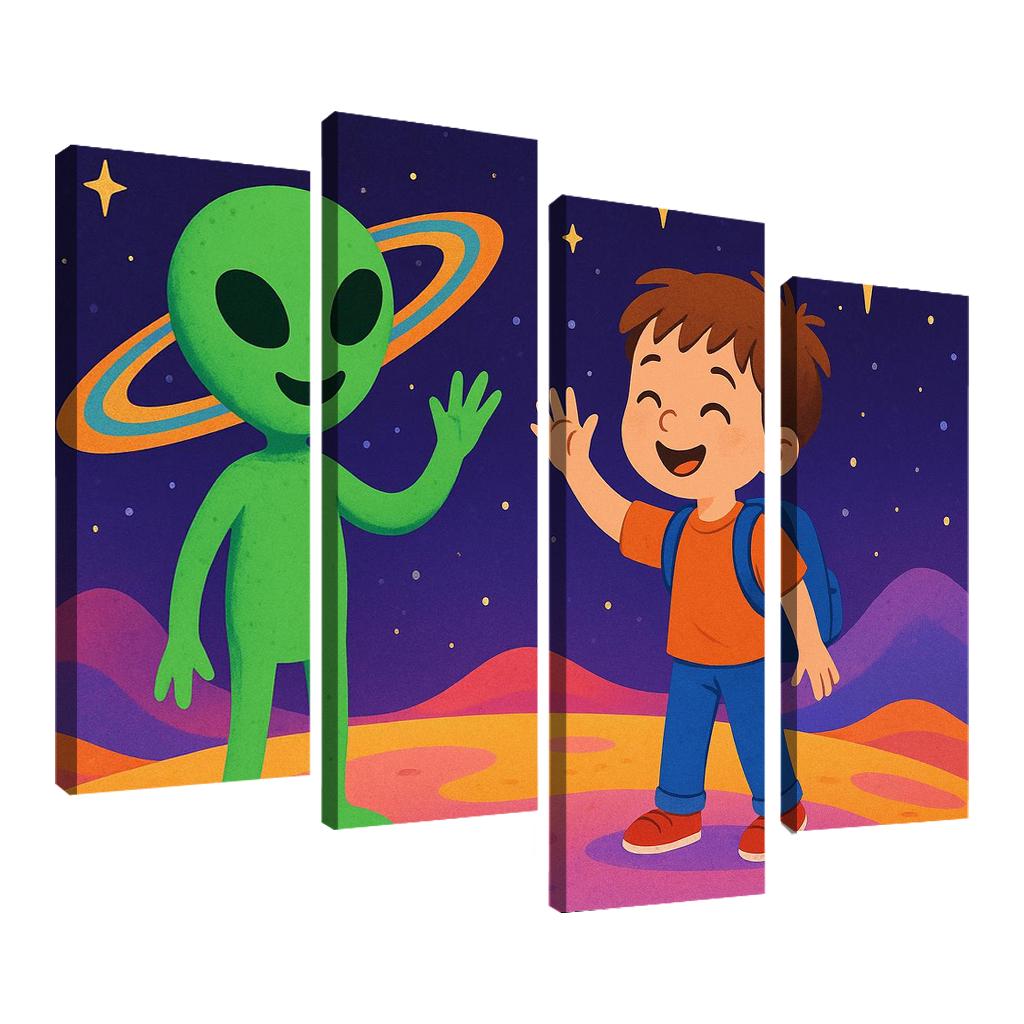 Alien Encounter - Outer Space Adventure Framed Paintings