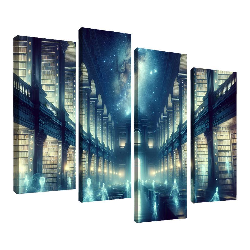 The Cosmic Library 4 Piece HD Canvas Wall Art-Original Frame
