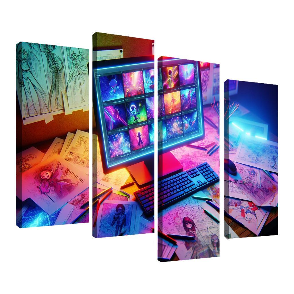 Storytelling through Digital Animation 4 Piece HD Canvas Wall Art-Original Frame