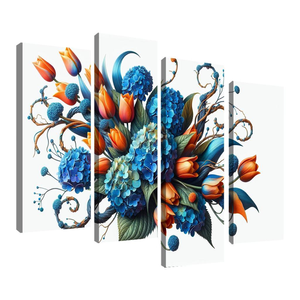 Sculpted Nature An Artistic Floral Installation 4 Piece HD Canvas Wall Art-Original Frame