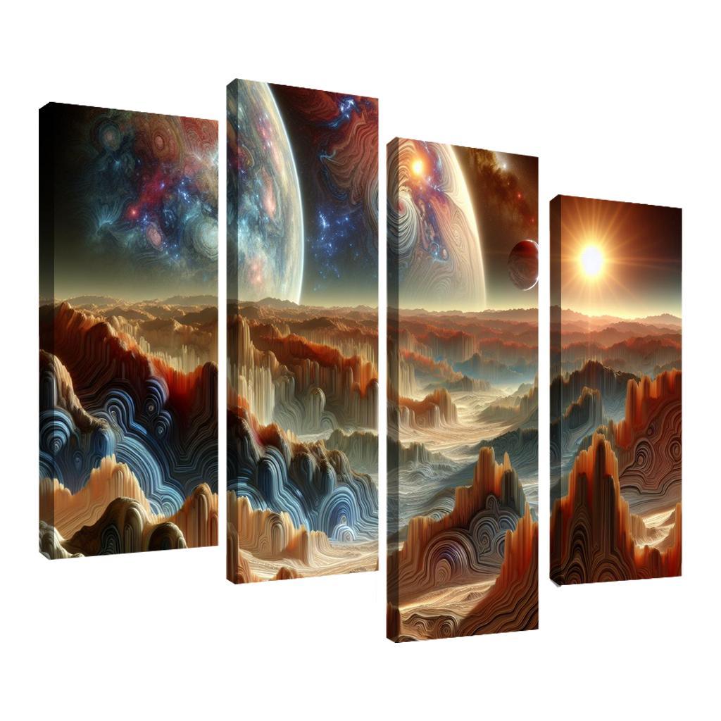 The Exploration of Exoplanets 4 Piece HD Canvas Wall Art-Original Frame