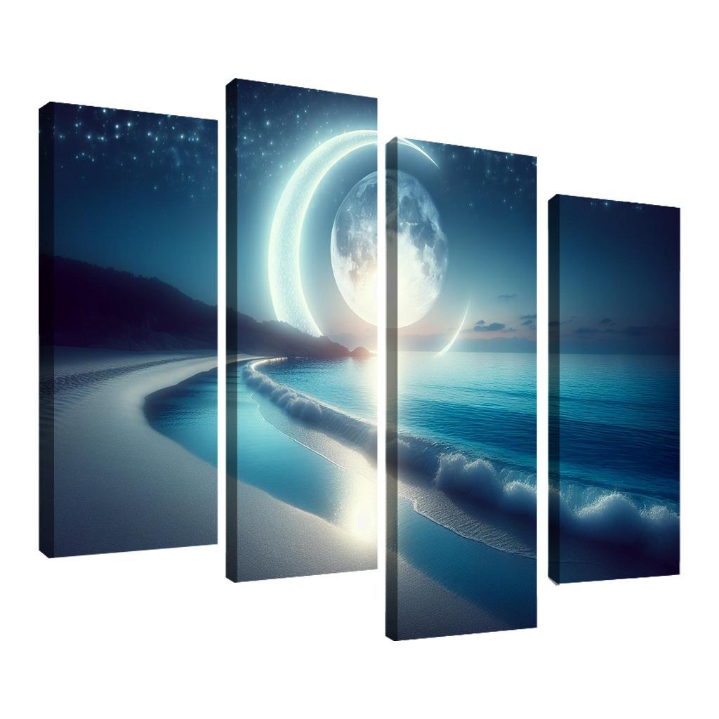 Crescent Moon Beach Lunar Views Abstract Paintings Frame