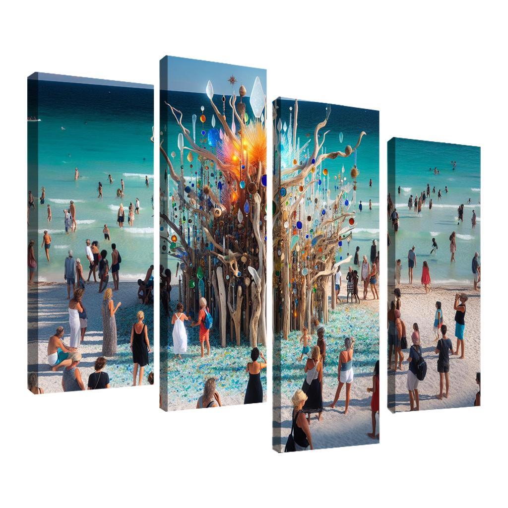 Whimsical Waves Artistic Coastal Experience Canvas Paintings Frame