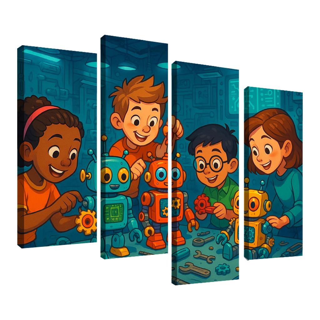 Robot Builders - Stem Creativity Panel Framed Paintings