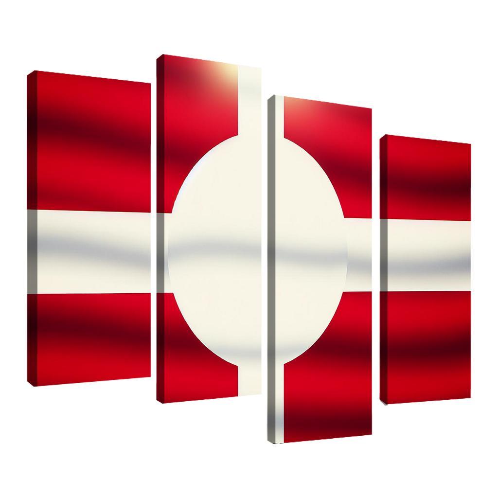 Emblem of the Arctic The Flag of Greenland 4 Piece HD Canvas Wall Art-Original Frame