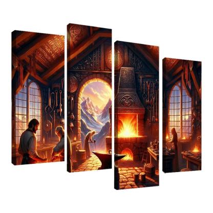 The Arcane Forge 4 Piece HD Canvas Wall Art-Original Frame