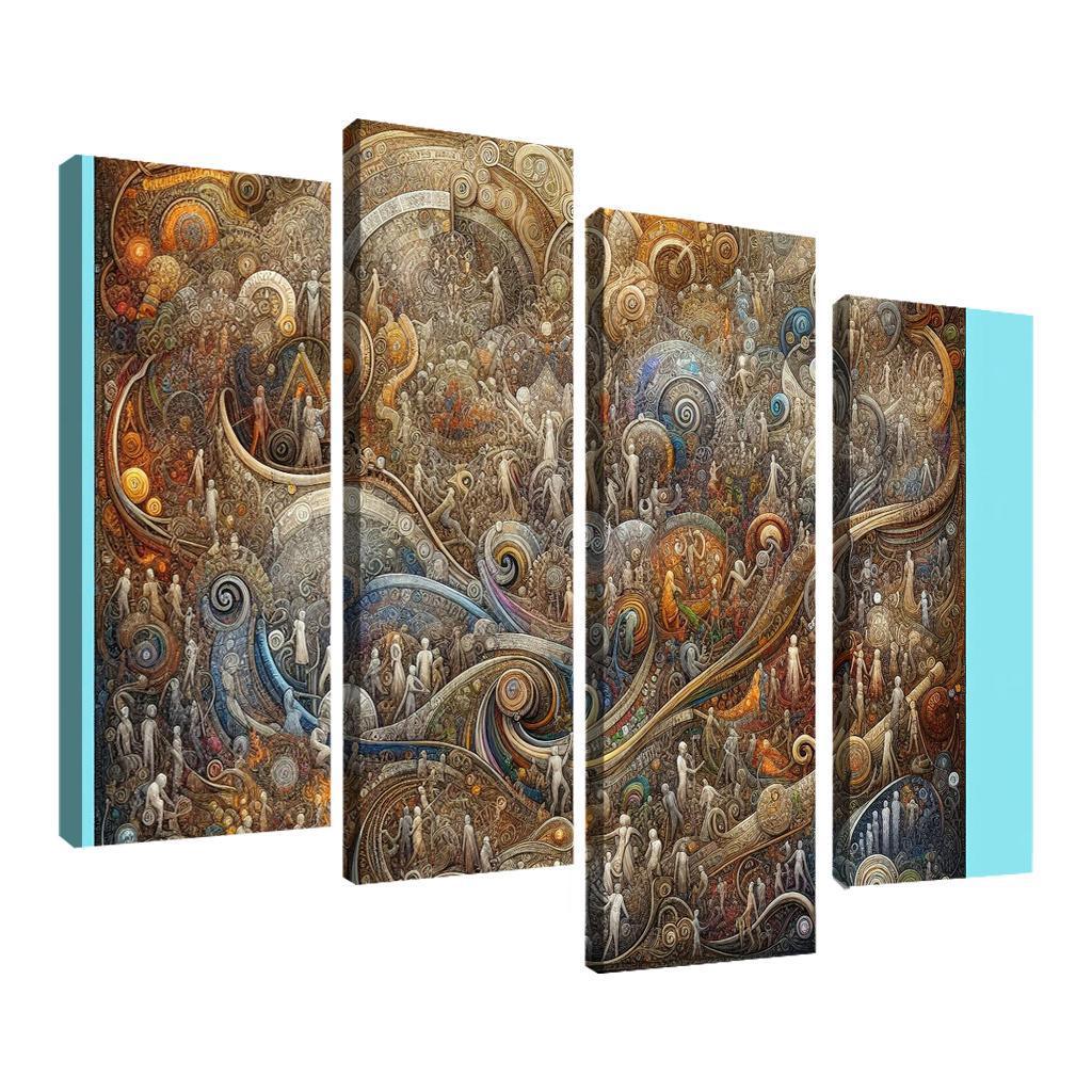 Interwoven Stories of Existence 4 Piece HD Canvas Wall Art-Original Frame